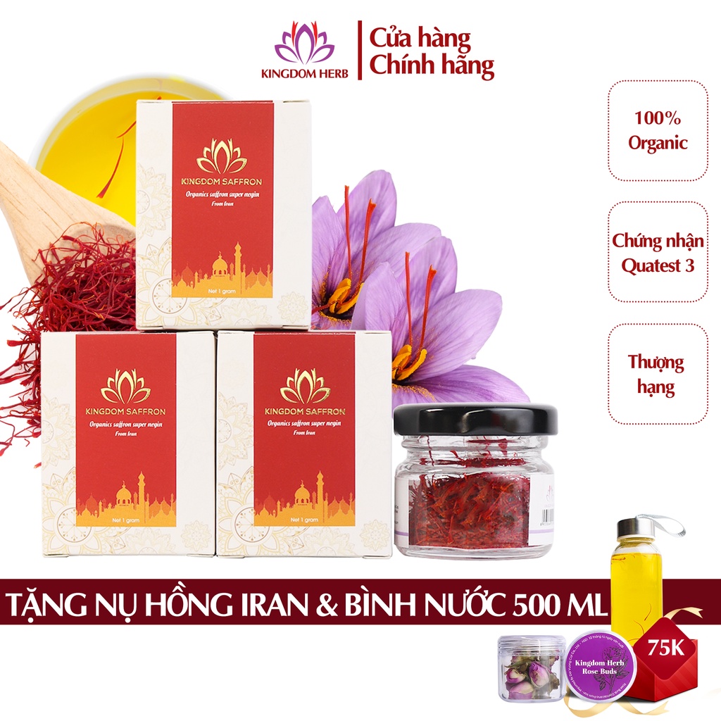 Combo saffron nhụy hoa nghệ tây Kingdom Herb chính hãng thượng hạng 1g x 3 hộp