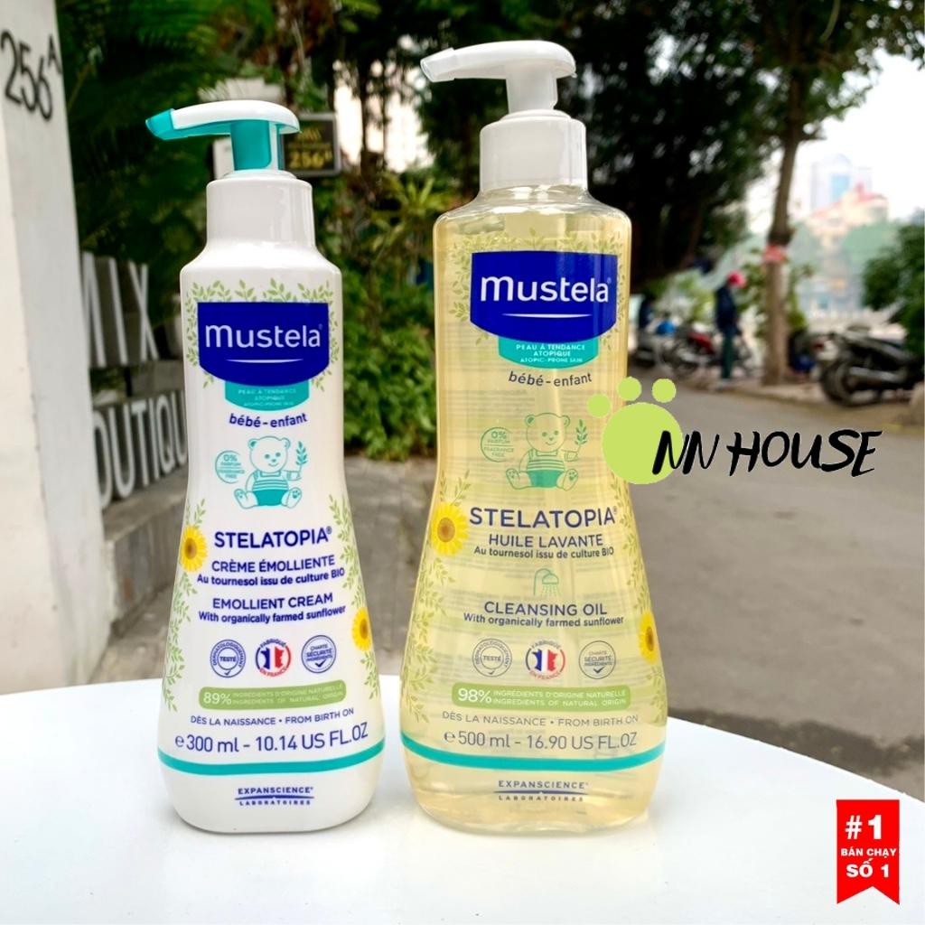 Sữa tắm cho bé Mustela Stelatopia cleansing oil dạng dầu tắm gội 3in1 dưỡng ẩm từ trẻ sơ sinh da khô, da chàm thể tạng