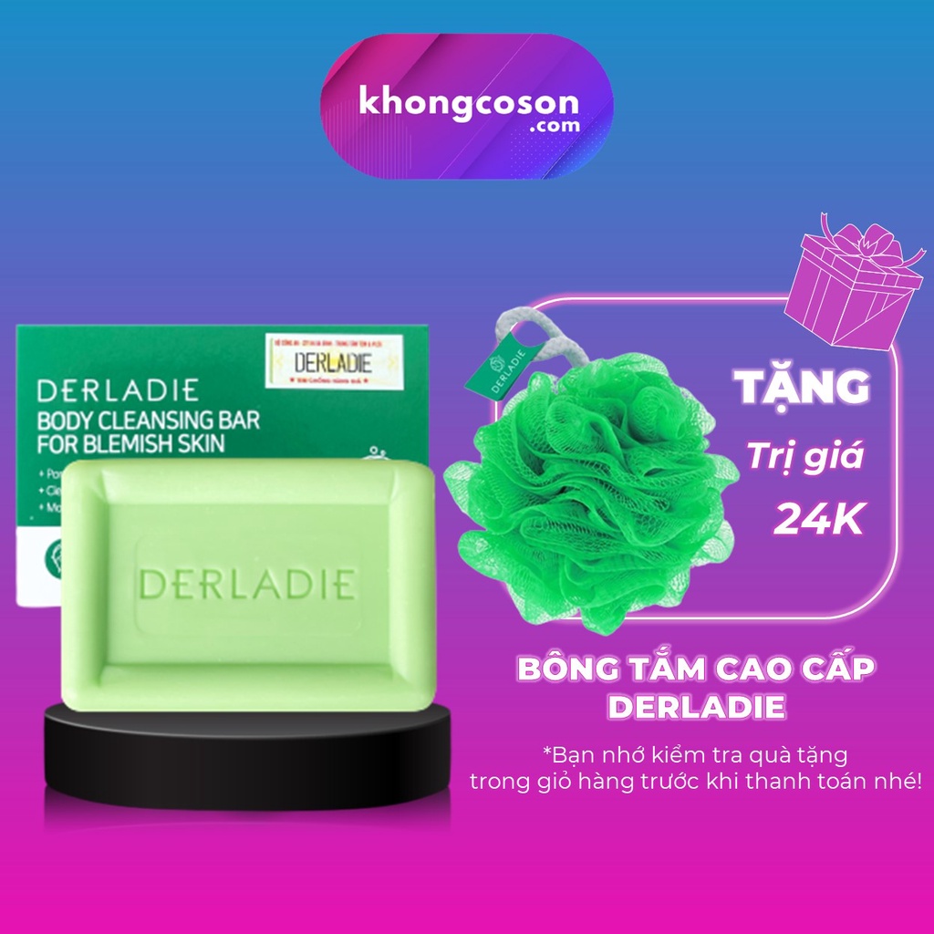 Xà Phòng Derladie Giảm Mụn Lưng Sau 7 Ngày Body Cleansing Bar For Blemish Skin 50g + Tặng Bông Tắm Cao Cấp - Khongcoson