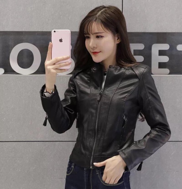 Áo da nữ cổ trụ !!! Xả Hàng