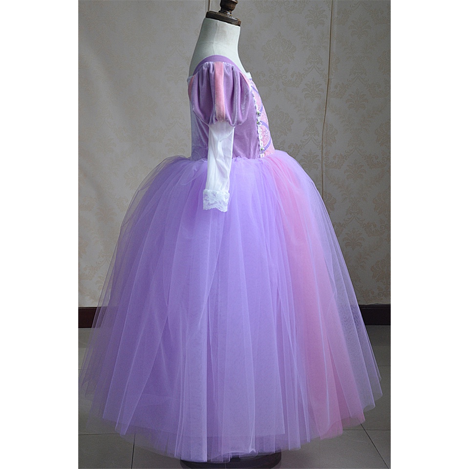 Bộ Tóc Giả + Đầm Tutu Hóa Trang Công Chúa Rapunzel Chất Lượng Cao Dành Cho Bé Gái