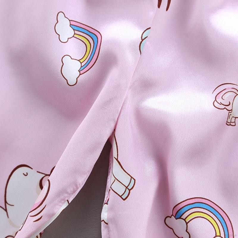 Bộ Đồ Ngủ Pijama Ngắn Tay Vải Lụa Satin Cho Bé Từ 1-6 Tuổi