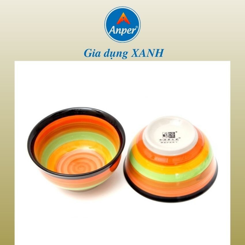 Combo 6 bát ăn cơm- 3 chén sứ chấm 8cm bát sứ hiện đại Anper chén nhỏ 7 sắc cầu vòng