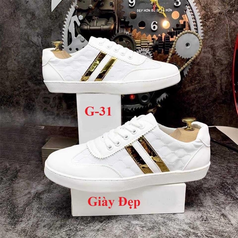 Giày Sneaker Nam Da Trơn Cao Cấp Phủ Lớp NANO Chống Thấm G31