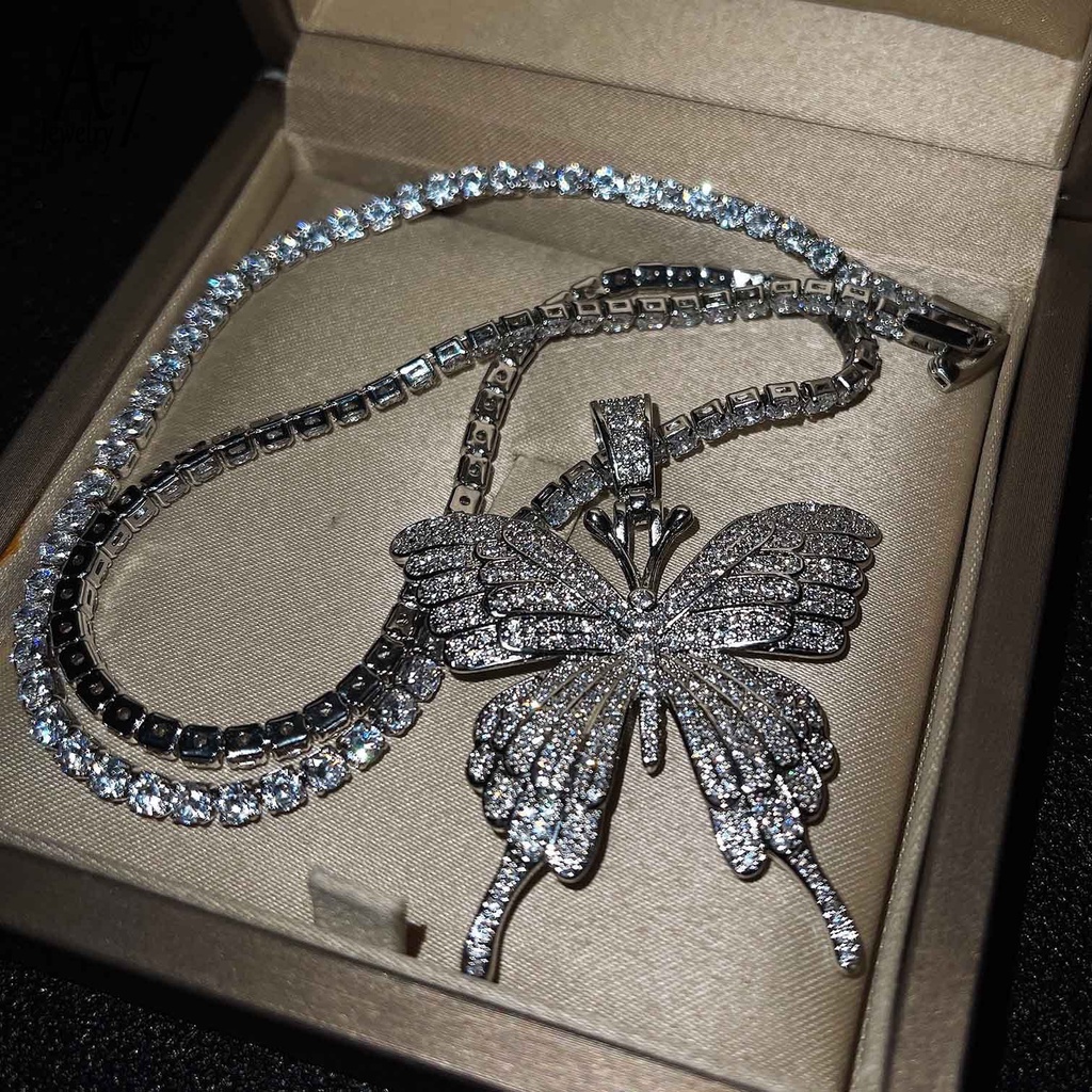 Vòng cổ mạ bạc 925 mặt hình bướm đính đá kim cương nhân tạo