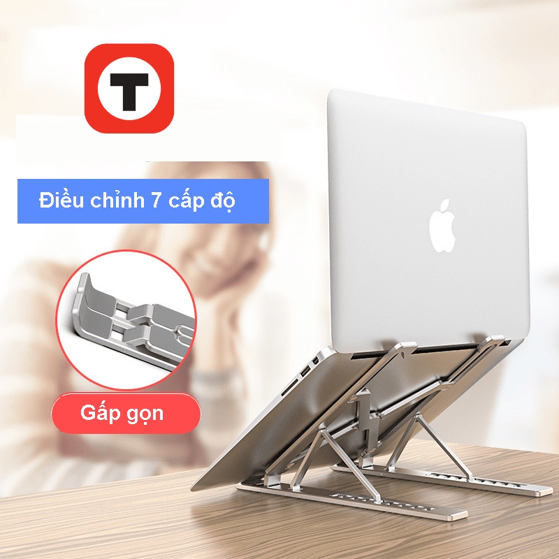 Giá đỡ Laptop, kệ đỡ Laptop Macbook bằng nhôm có thể điều chỉnh độ cao, gập lại được cho Laptop 11-15&quot; X6 từ Techroom.vn