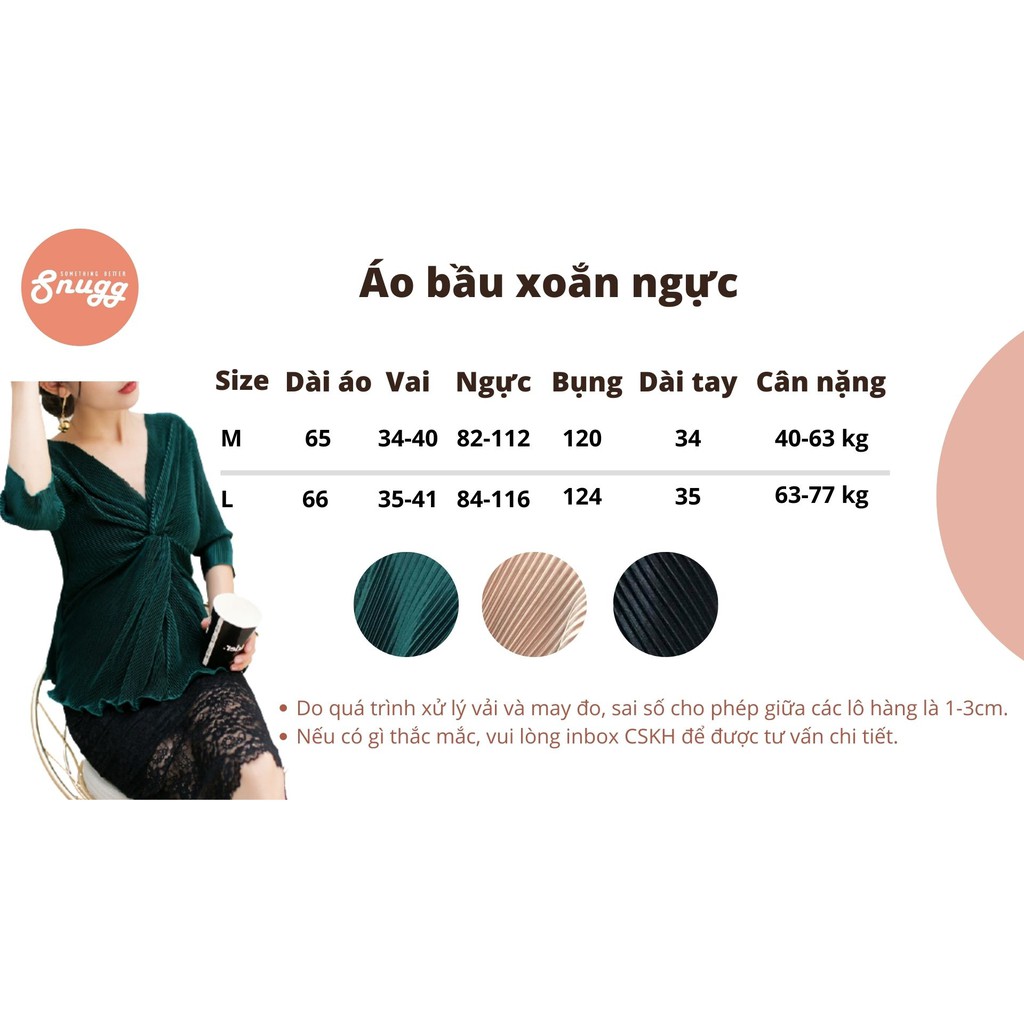 Áo bầu xoắn ngực xếp ly- áo bầu công sở thiết kế Snugg SNU2049