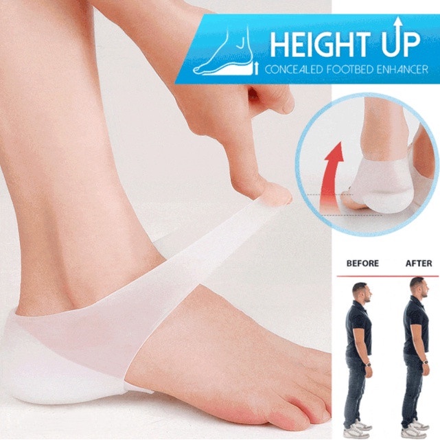 Cặp đệm gót chân tăng 3-6cm chiều cao silicon chống trượt| Tất độn gót chân tăng chiều cao bí mật của các siêu sao