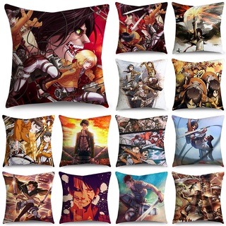 Vỏ Gối Vuông In Hình Attack on Titan Eren Jaeger Mikasa Ackerman Kích Thước 40*40cm/45*45cm