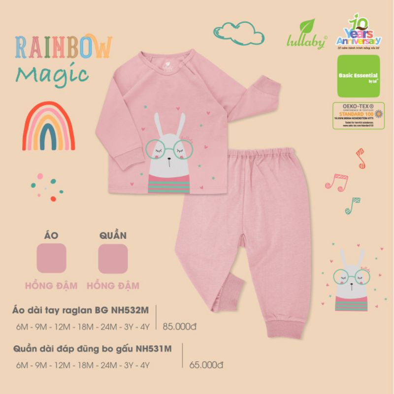 Bộ dài tay cotton bé trai, bé gái Lullaby NH530M, NH531M