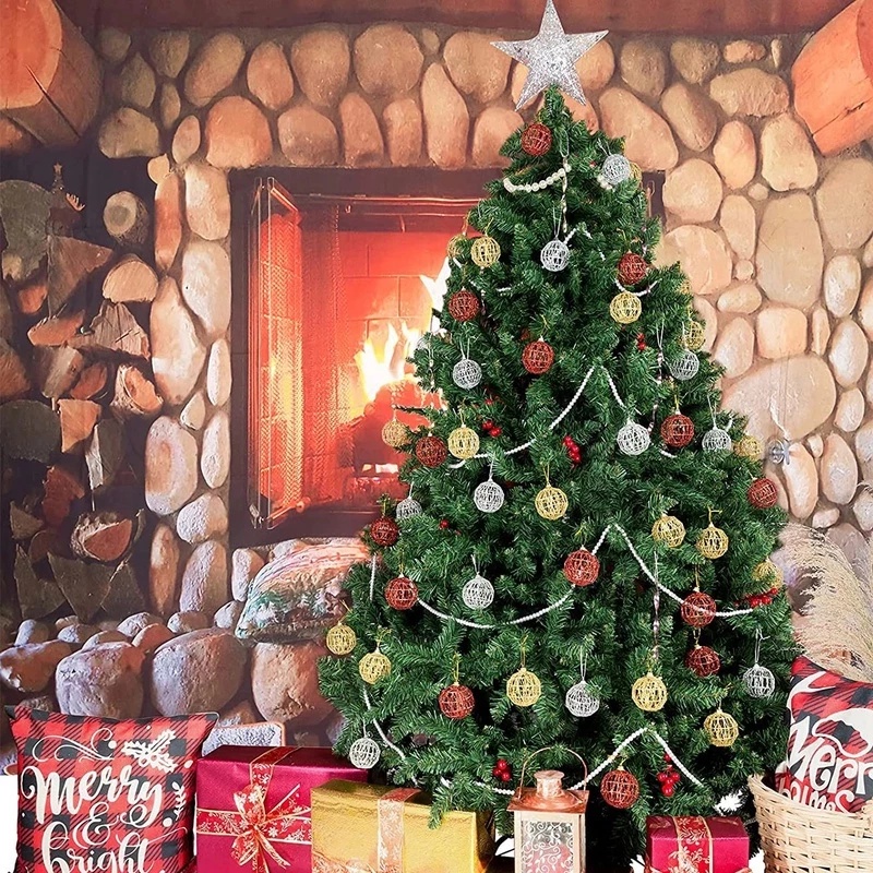 Set 6 Quả Cầu Kim Tuyến Lấp Lánh Dùng Để Trang Trí Giáng Sinh / Tiệc Cưới