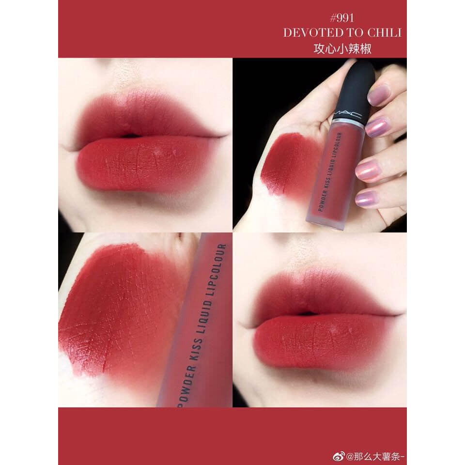 Chính Hãng Son Mac Kem POWDER KISS LIQUID LIPCOLOUR. Độ chuẩn màu cao, không phụ thuộc nhiều vào nền môi