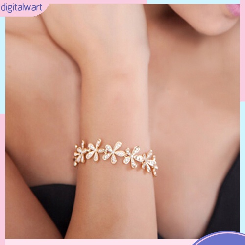 Vòng tay hoa tuyết đính đá pha lê nhân tạo sang trọng cá tính dành cho nữ