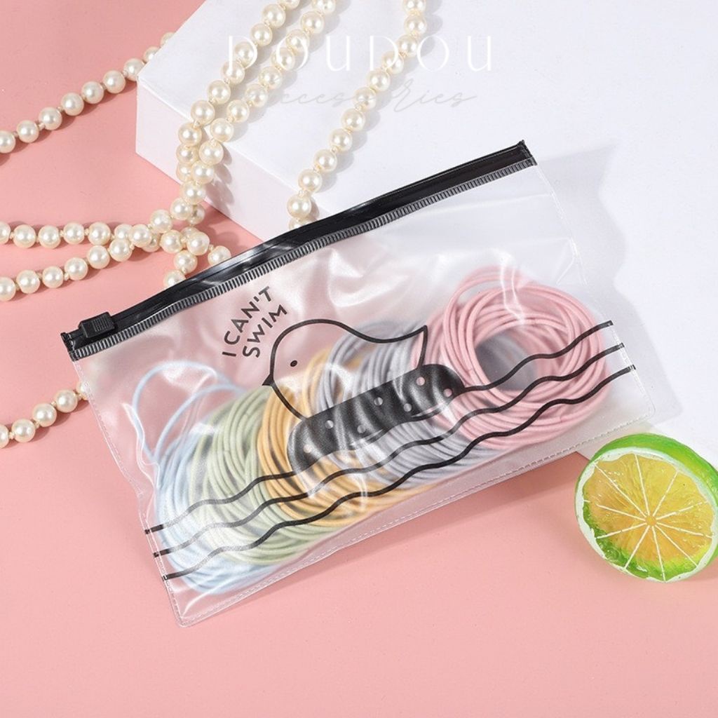 (Giao ngẫu nhiên) Túi 100 dây chun buộc tóc DOUDOU Chun cột tóc nhiều màu tiện lợi PJ010