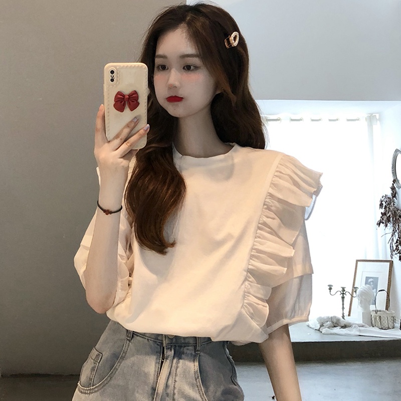 NRVP Áo Thun Ngắn Tay Dáng Rộng Thời Trang Đường Phố Hàn Quốc Cho Nữ