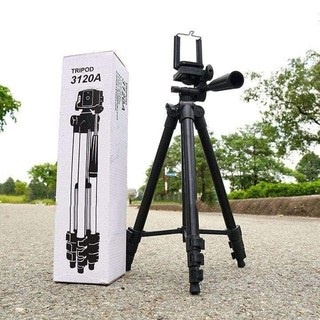 Gậy 3 chân Tripod TF 3120 siêu chắc chắn thân đen tặng remox bluetooth kèm kẹp điện thoại