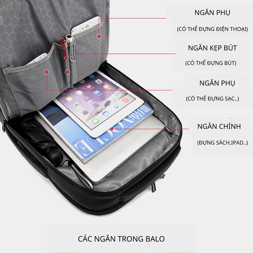 Balo 15.6 inch cao cấp đựng Laptop chống sốc,Chống Nước hiệu quả cho Du lịch hoặc đi làm,đi học