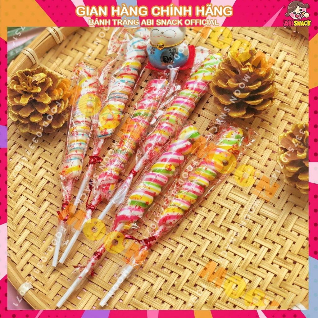 Kẹo mút cứng lolipop cầu vồng rainbow hình trái tim/que xoắn/tròn