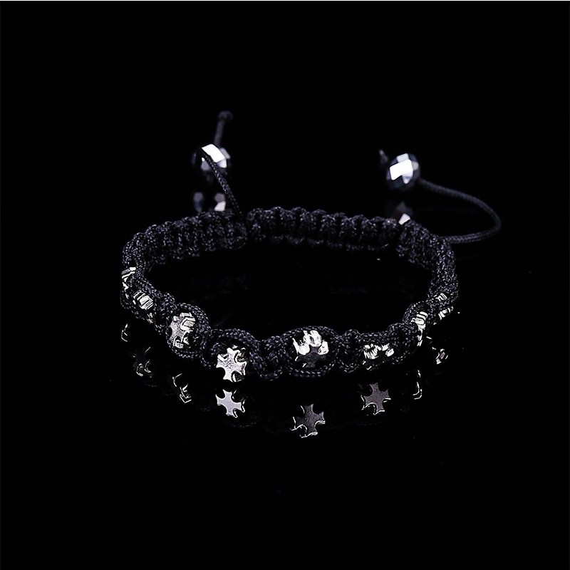 Vòng Đeo Tay Chuỗi Hạt Bằng Kim Loại Hình Thánh Giá Cổ Điển