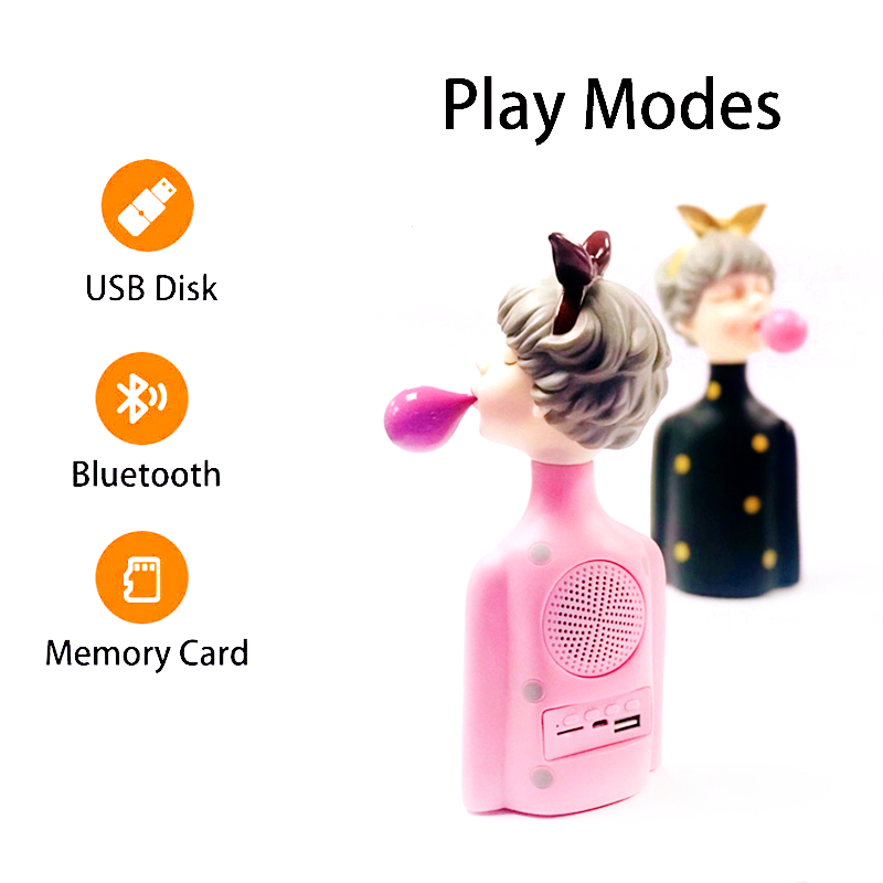 Loa Bluetooth 5.0 tích hợp máy nghe nhạc Mp3 Fm không dây có khe đựng thẻ TF đĩa U kiểu hoạt hình bé gái thổi bong bóng
