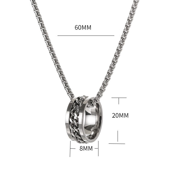 Vòng cổ Nam thời trang với mặt dây hình chiếc nhẫn tròn màu bạc VC-03