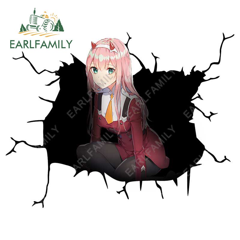 Nhãn dán trang trí xe hơi họa tiết hoạt hình DARLING in the FRANXX Zero Two RV 13cm x 10cm