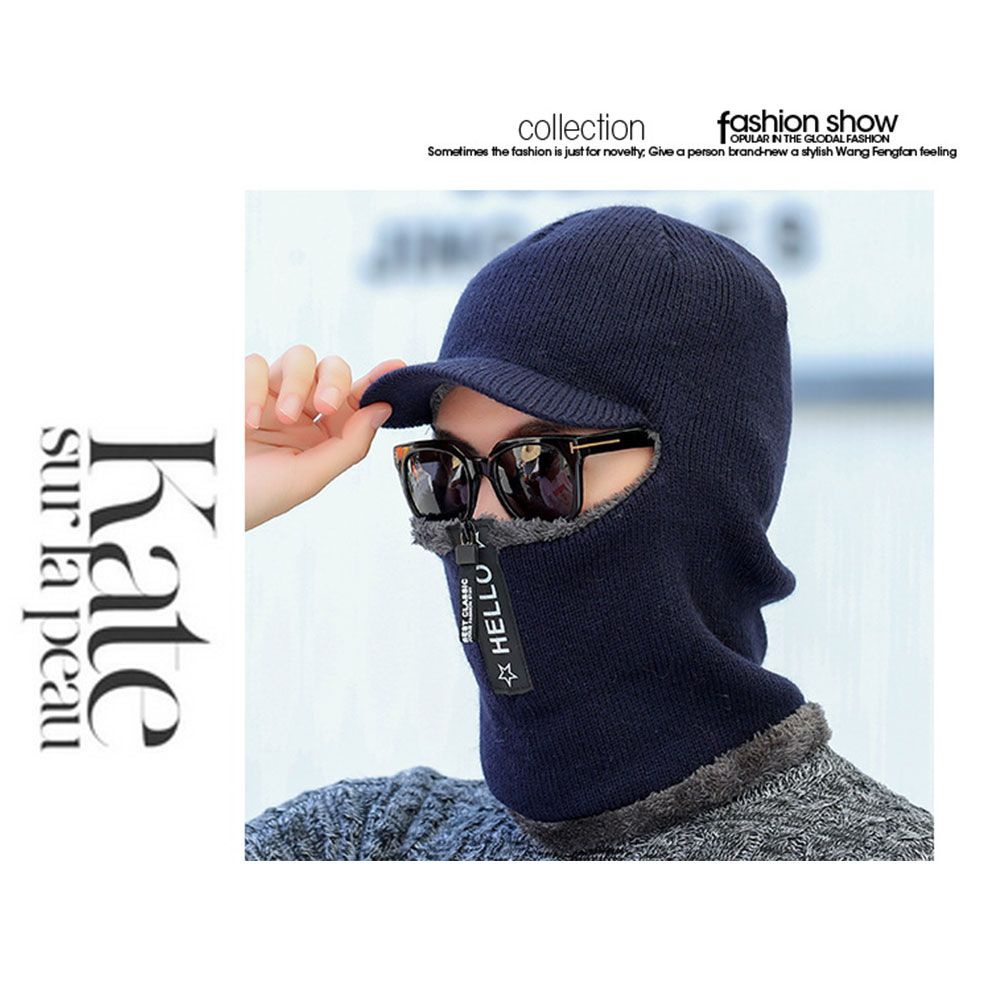 Nón len trùm đầu kèm khăn choàng giữ ấm chống gió nhiều màu thời trang mùa đông