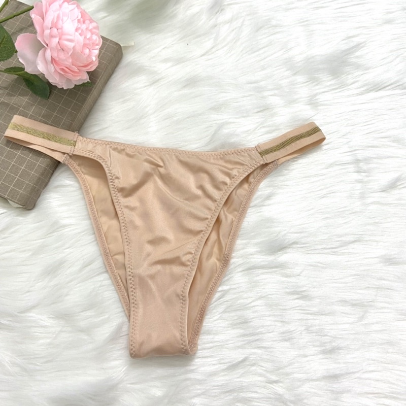 Quần lót vic âu mỹ, quần lót nữ dáng thể thao màu trơn cạp kim tuyến sexy Vic35