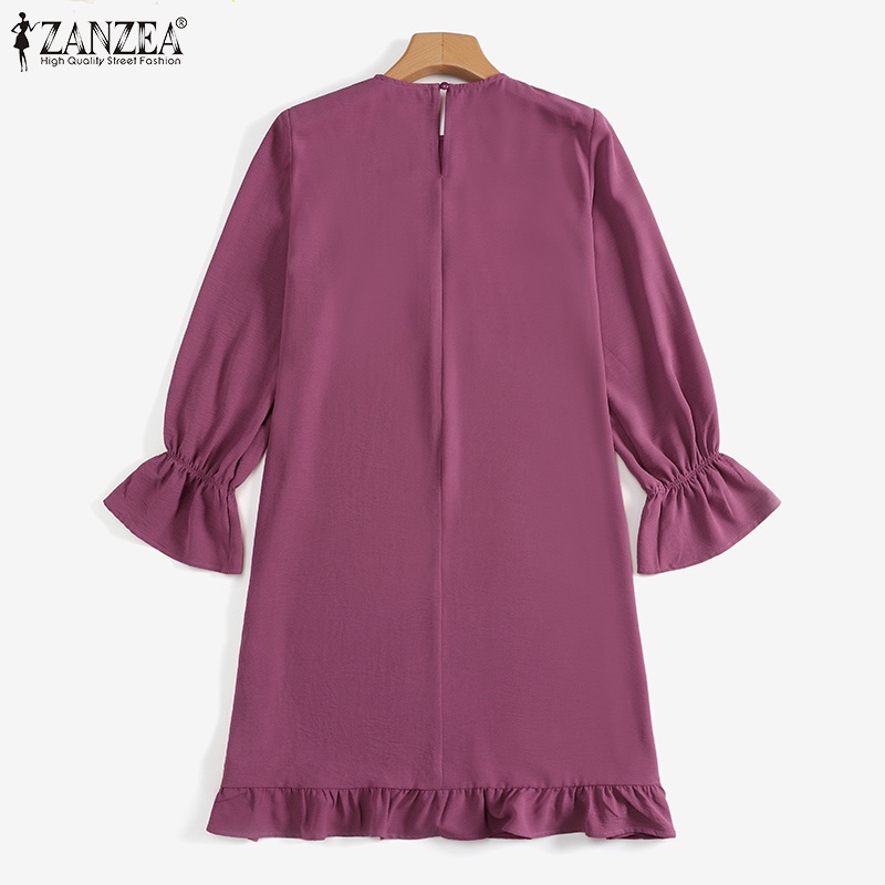 Zanzea Áo Kiểu Babydoll Tay Phồng Màu Trơn Thời Trang Cho Phụ Nữ Hồi Giáo