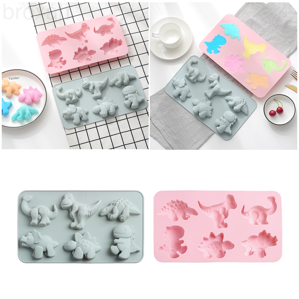 Khuôn Làm Đá / Bánh / Sô Cô La 6 Ngăn Bằng Silicon Hình Động Vật Hoạt Hình Dễ Thương