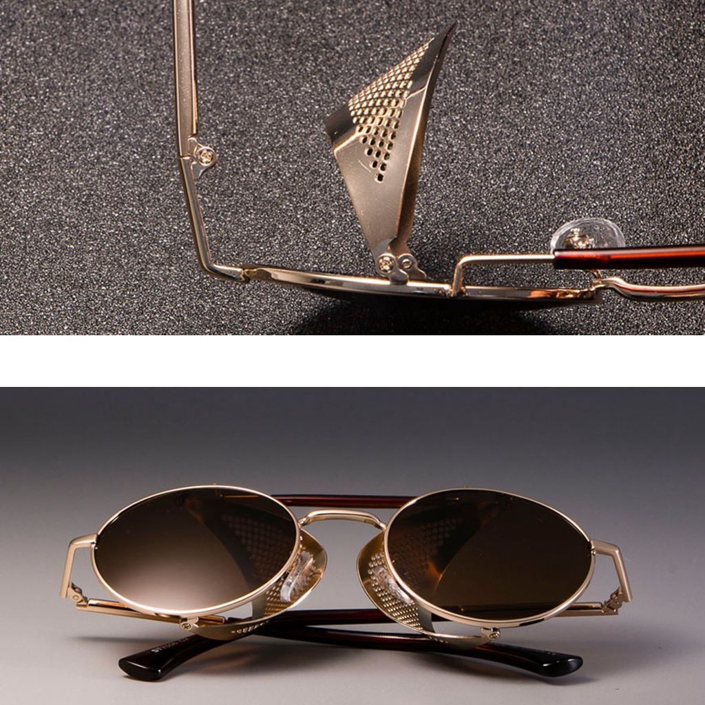 Hevia Kính Mát Gọng Tròn Kim Loại Chống Tia uv pg063 Phong Cách Steam Punk Cổ Điển Cho Nam Và Nữ