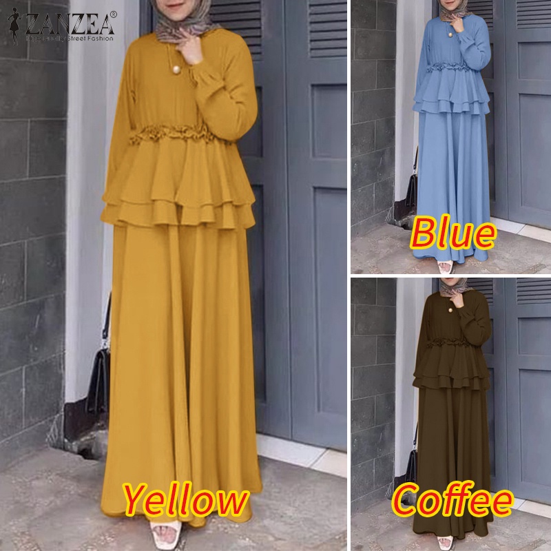 ZANZEA Set Áo Thun Ngắn Tay Cổ Tròn + Chân Váy Xòe Chữ A Thời Trang Nữ