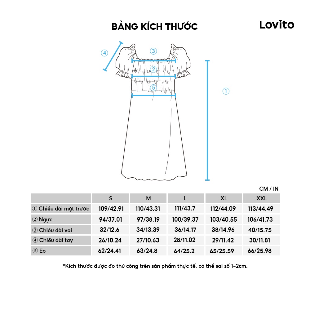  Đầm Lovito in hoa tay phồng L06052 (màu xanh dương) | BigBuy360 - bigbuy360.vn