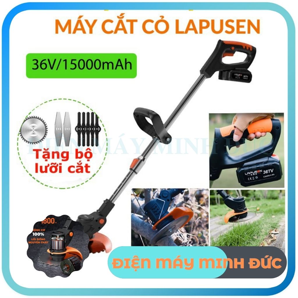 ℡☃Máy phát cỏ gia đình mini cắt tỉa cành cây vườn cầm tay chạy bằng pin LAPUSEN dùng cước lõi thép đa năn