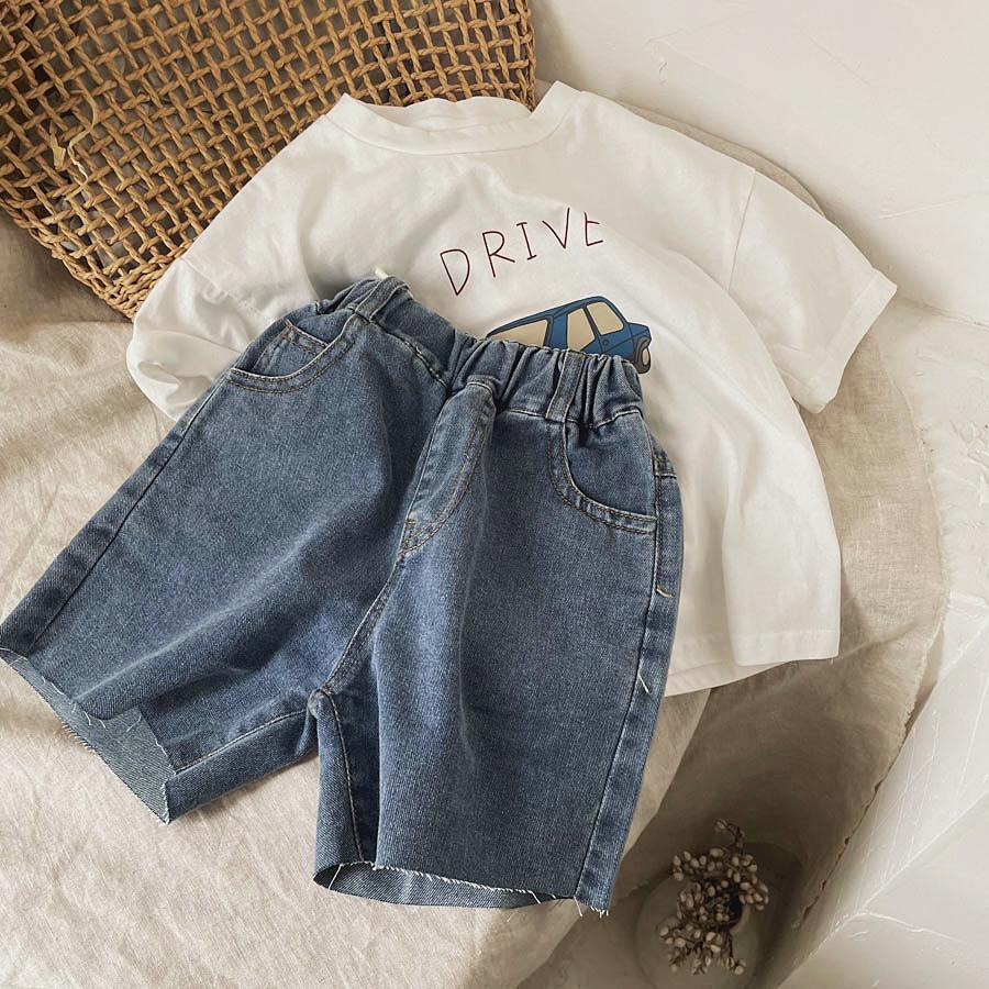 Áo Thun cotton Ngắn Tay In Họa Tiết Hoạt Hình Phong Cách Hàn Quốc Cho Bé
