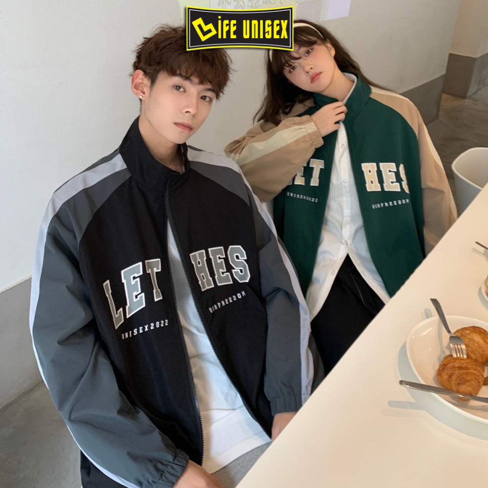 Áo Khoác Dù Bomber LETHES Nam Nữ Form Rộng 2 Lớp, Áo Khoác Ulzzang Unisex Bóng Chày Thời Trang - LIFE UNISEX