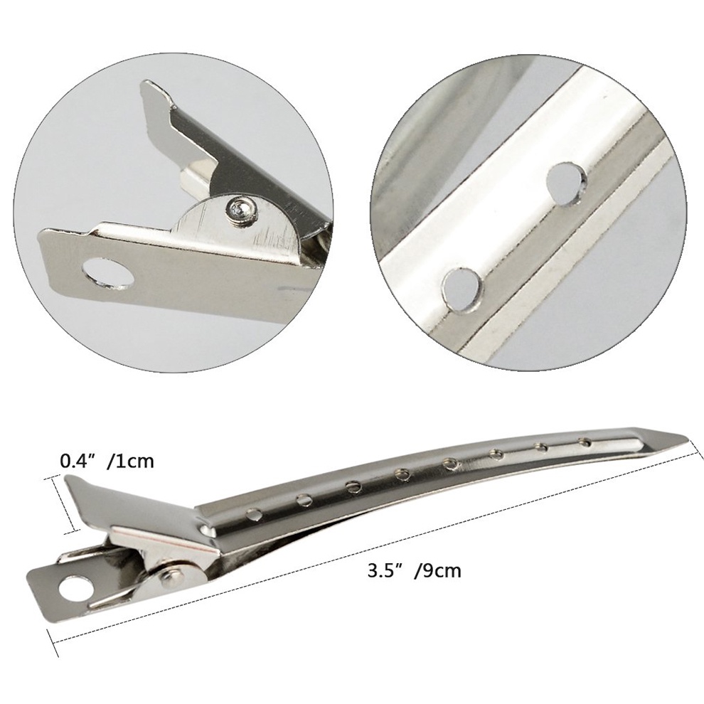 Haimeikang 14 Kẹp tóc mỏ vịt 8 lỗ 9cm bằng kim loại tiện lợi
