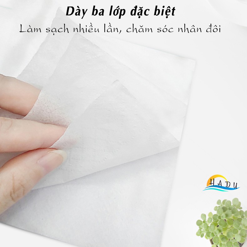 [FLASH SALE 3 NGÀY] Giấy ăn vuông rút Hadu ba lớp cao cấp không mủn khi ngâm nước êm ái an toàn cho da