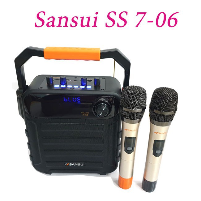 XẢ KHO -  Loa kéo di động mini Sansui SS7-06 Hàng chính hãng, Loa bluetooth công suất lớn + Tặng 2 micro + Bảo hành 3 th