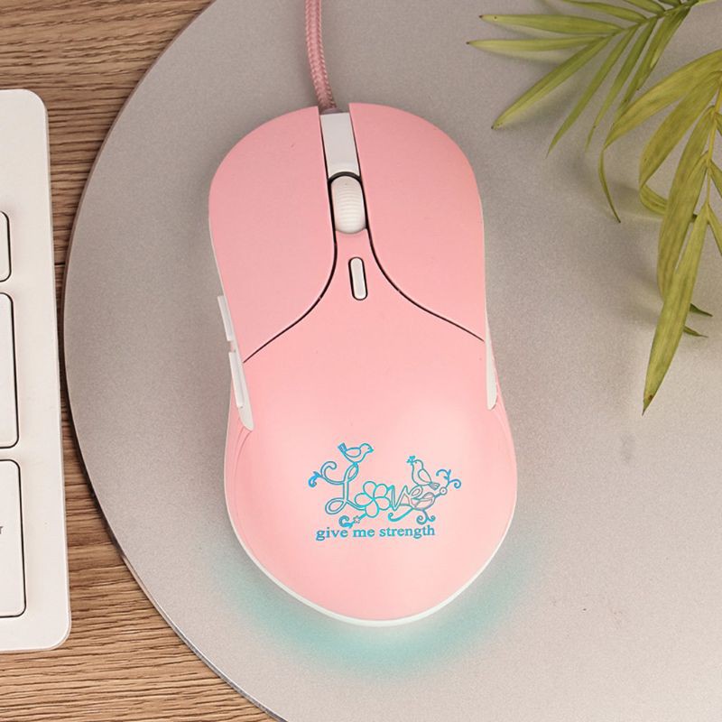 Chuột chơi game có dây USB &amp; đèn LED màu hồng tiện lợi cho PC/Notebook/laptop