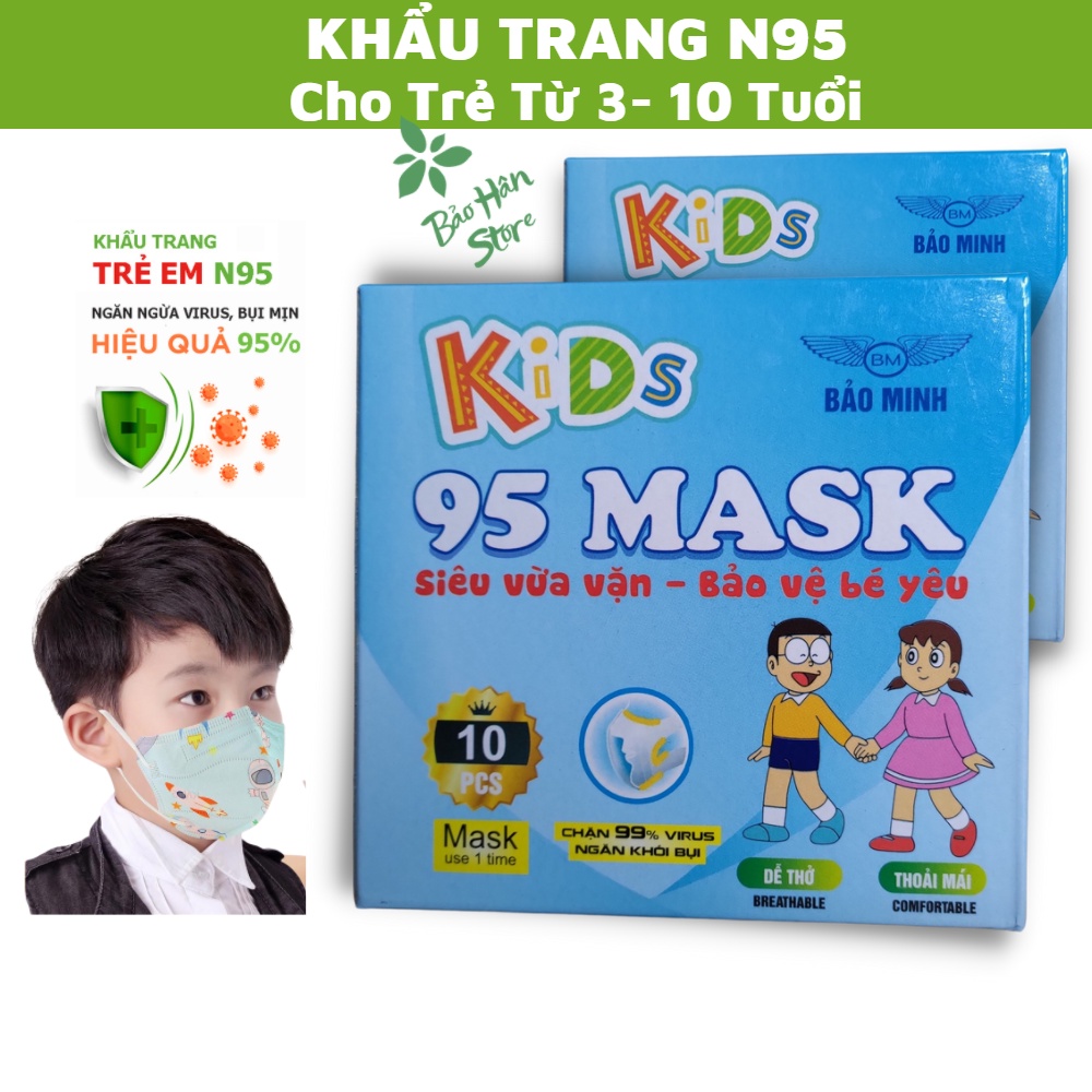 Khẩu Trang N95 Trẻ Em Kids Chính Hãng 5D (Cho bé 3-10 Tuổi) Kháng Khuẩn Chống Bụi Mịn Chất Lượng Cao - Hộp 10 Cái