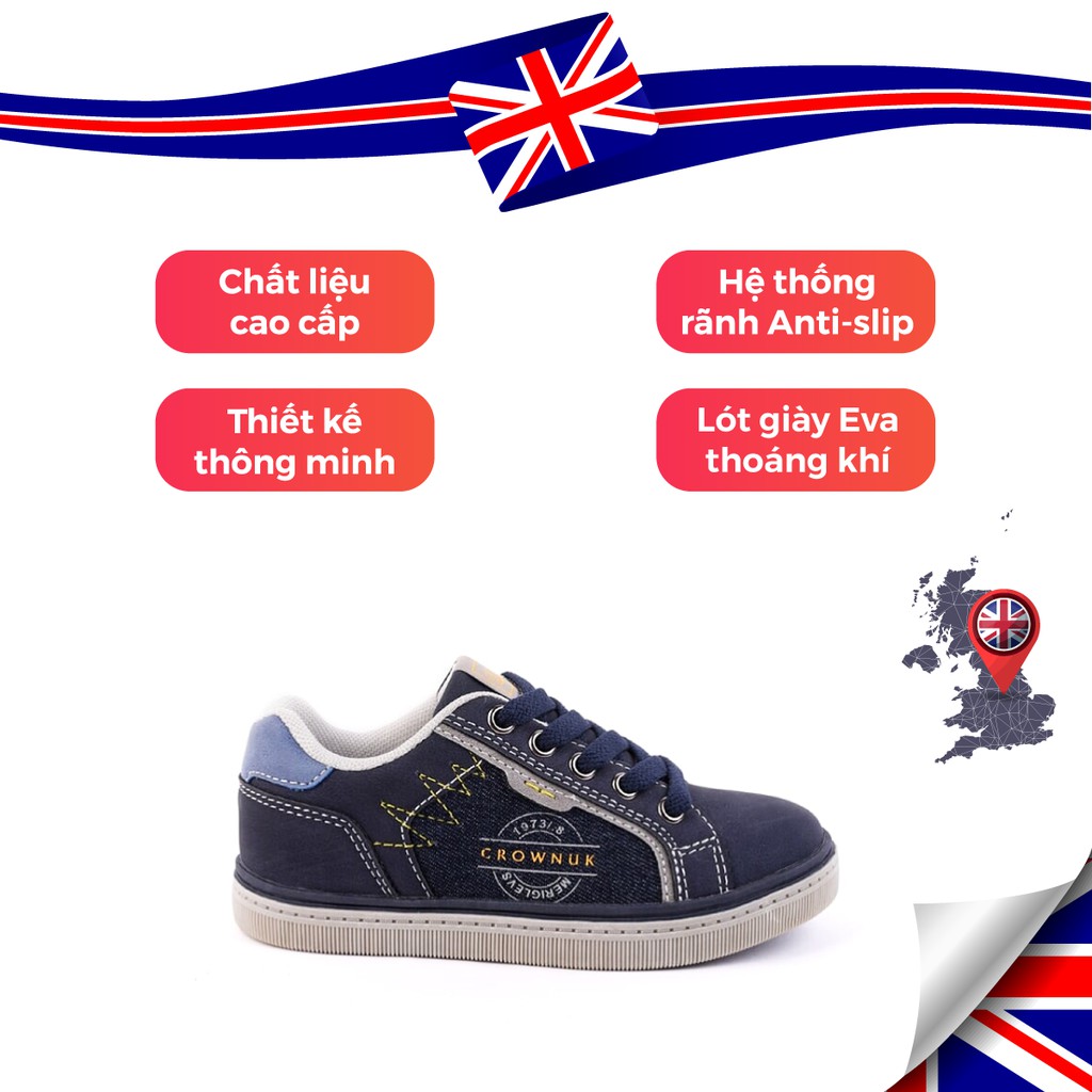 [Combo 3 đôi 850k] Giày Sneaker Cho Bé Đi Chính Hãng Crown UK CRUK213 Nhẹ Êm Size 28-37/2-16 Tuổi