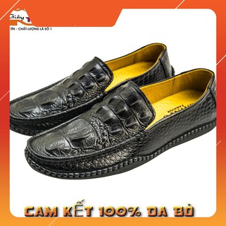 Giày lười giày mọi nam da bò dập vân cá sấu 2019
