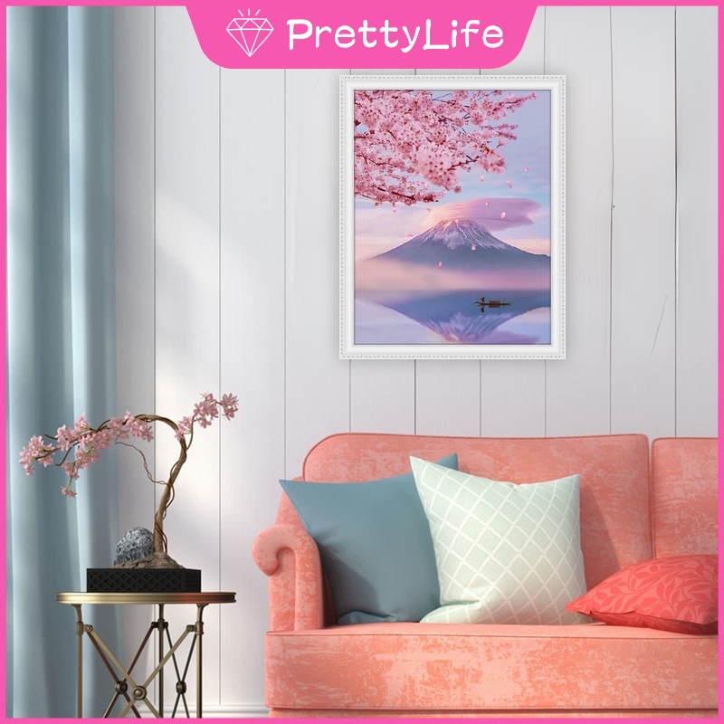 Bộ Tranh Đính Đá 5D Họa Tiết Phong Cảnh Nhật Bản Độc Đáo Kích Thước 40x50cm
