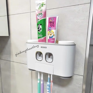 Kệ 2 nặn kem đánh răng kèm 4 cốc siêu dính Ecoco chính hãng