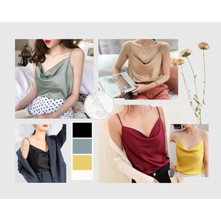 Áo 2 Dây cổ đổ Lụa hàn Dáng basic vintage