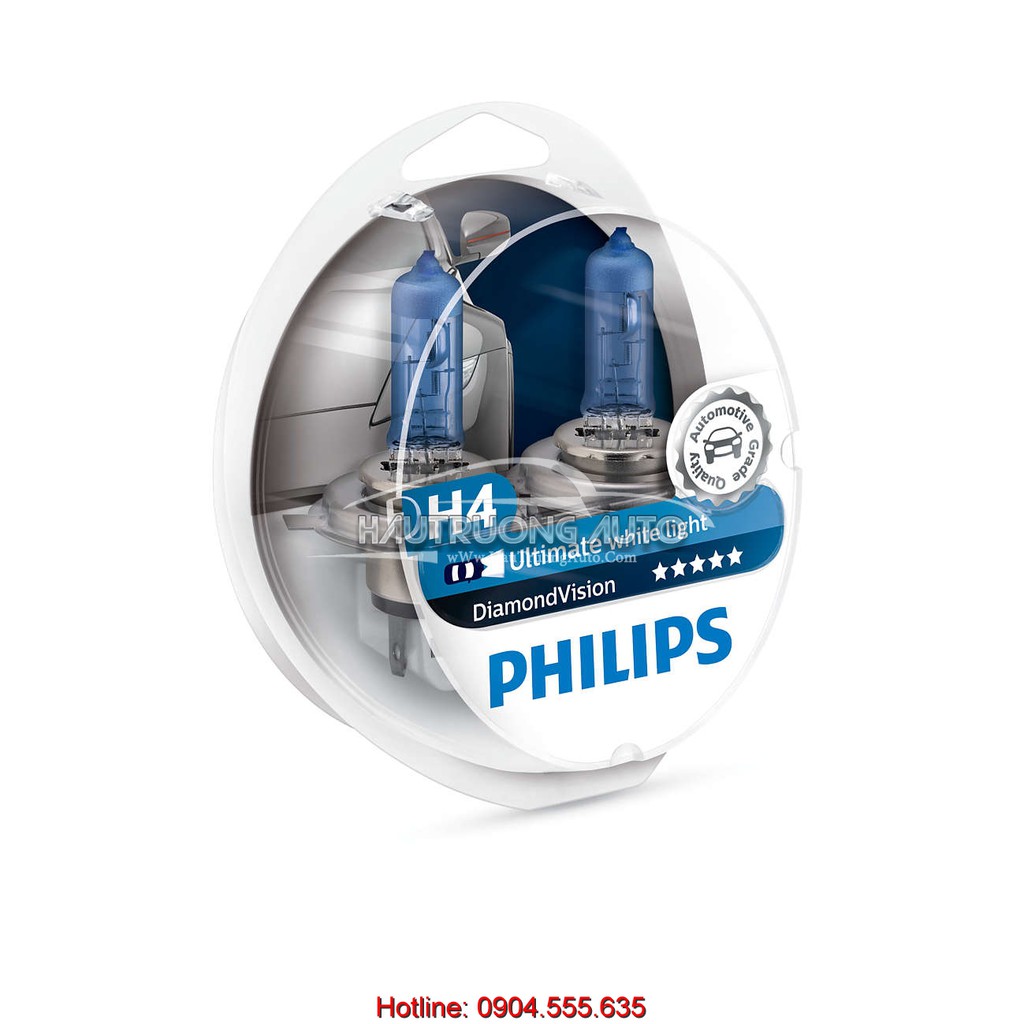 Bóng đèn Phi lips DiamondVision 5000K chính hãng chân cắm H1, H3, H4, H7, H8, HB3, HB4