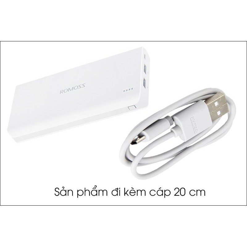 Pin sạc dự phòng Romoss Solit 20 20.000mAh hỗ trợ cổng sạc nhanh 2.1A