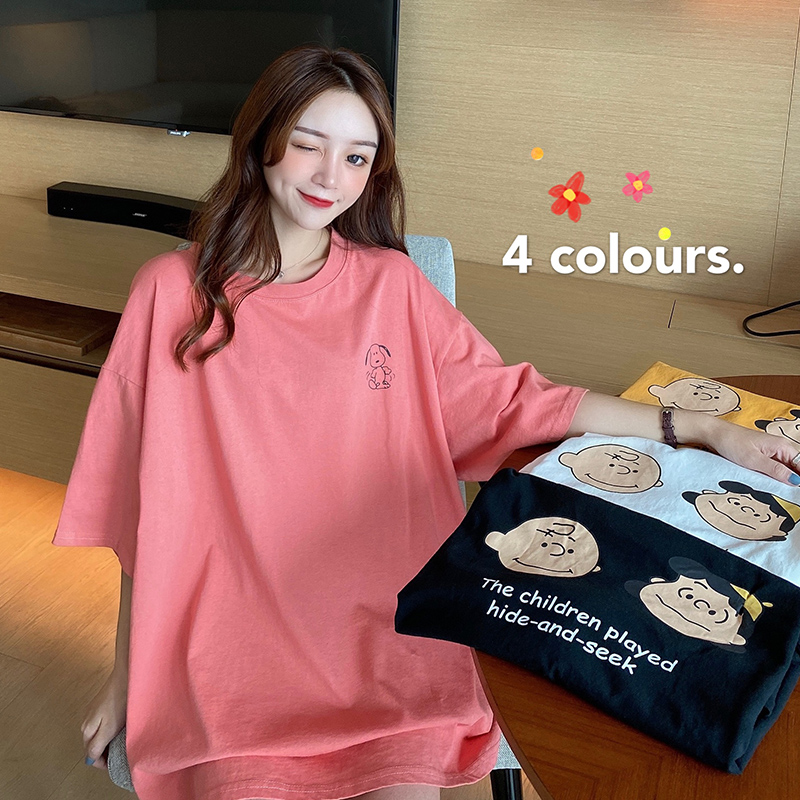 SUXI Áo Thun Thiết Kế Tay Ngắn Kích Thước Oversize 4 Màu Tùy Chọn