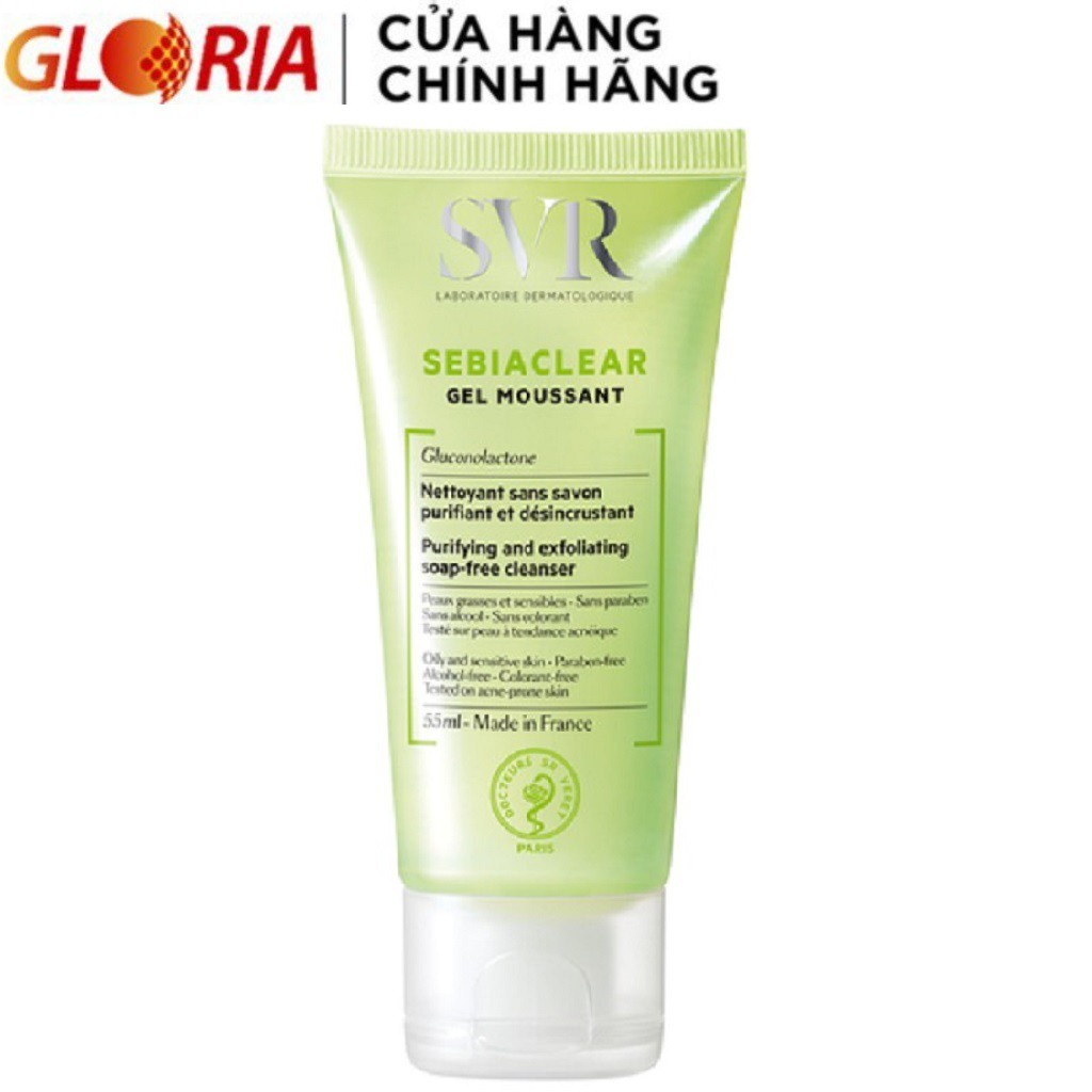 Gel Rửa Mặt Không Có Xà Phòng, Làm Sạch Và Loại Bỏ Tế Bào Da Chết SVR SEBIACLEAR Gel Moussant 55ml